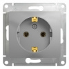 GLOSSA Розетка с заземлением в рамку алюминий Systeme Electric GSL000343