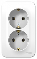 BLANCA  розетка наружная  двойная с заземлением без шторок, 16А, 250В, белый Systeme Electric BLNRA010201