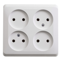 ЭТЮД Розетка четырехместная наружная без заземления без шторок 16А 250B белая Systeme Electric PA16-205B
