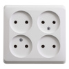 ЭТЮД Розетка четырехместная наружная без заземления без шторок 16А 250B белая Systeme Electric PA16-205B