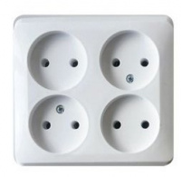 ЭТЮД Розетка четырехместная наружная без заземления без шторок 16А 250B белая Systeme Electric PA16-205B