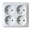 ЭТЮД Розетка четырехместная наружная без заземления без шторок 16А 250B белая Systeme Electric PA16-205B