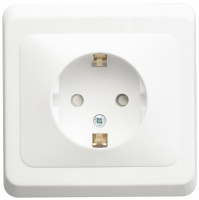 ЭТЮД Розетка скрытая с заземлением со шторками белая Systeme Electric PC16-004B