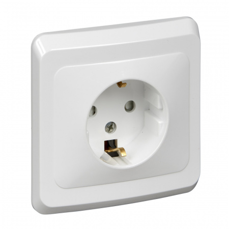 ЭТЮД Розетка скрытая с заземлением со шторками белая Systeme Electric PC16-004B