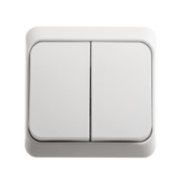 ЭТЮД Выключатель двухклавишный наружный белый сх.5 Systeme Electric BA10-002B