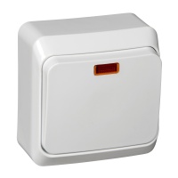 ЭТЮД Выключатель одноклавишный наружный с подсветкой белый сх.1 Systeme Electric BA10-005B