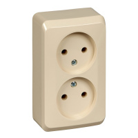 ЭТЮД Розетка двойная наружная без заземления без шторок бежевая Systeme Electric PA16-005K