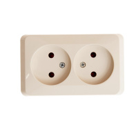 ЭТЮД Розетка двойная наружная без заземления без шторок бежевая Systeme Electric PA16-005K