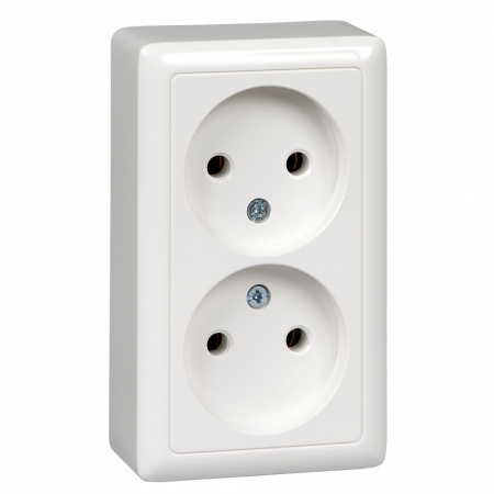 RA16-237-B ХИТ Розетка двойная наружная белая без заземления и шторок 16А 250В Systeme Electric 