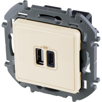 Зарядное устройство с двумя USB разьемами A C 240В/5В 3000мА INSPIRIA слоновая кость Legrand/Daccord 673761