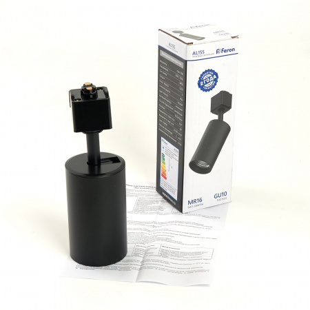 AL155 32474 Светильник трековый на шинопровод ДПО GU10 без лампы IP40 черный FERON 