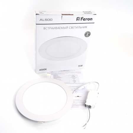 AL500 29623 Светильник светодиодный ДВО-15w 4000K 1050Лм slim белый FERON 