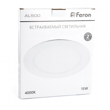 AL500 29623 Светильник светодиодный ДВО-15w 4000K 1050Лм slim белый FERON 
