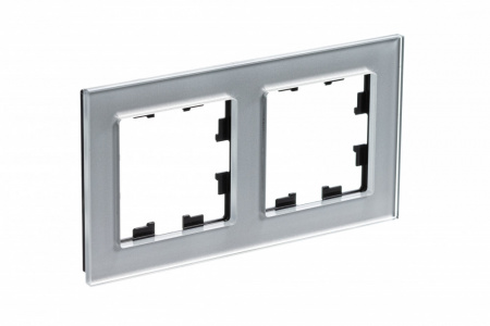 Рамка двухпостовая ATLASDESIGN NATURE, СТЕКЛО АЛЮМИНИЙ Systeme Electric ATN320302