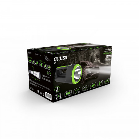 Фонарь прожекторный светодиодный LED 17 Вт 900 Лм модель GFL702 черный c Li-ion аккумулятором 10000 мАч диммируемый GAUSS GF702