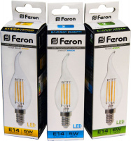 Лампа светодиодная LED 5вт Е14 теплый свеча на ветру FILAMENT FERON LB-59 25575