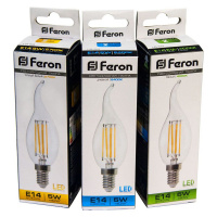 Лампа светодиодная LED 5вт Е14 теплый свеча на ветру FILAMENT FERON LB-59 25575