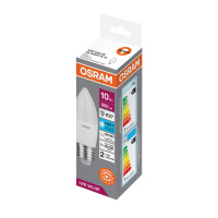 Лампа светодиодная LED 10 Вт E27 6500К 800Лм свеча 220 В (замена 75Вт) OSRAM LEDVANCE 4058075579590