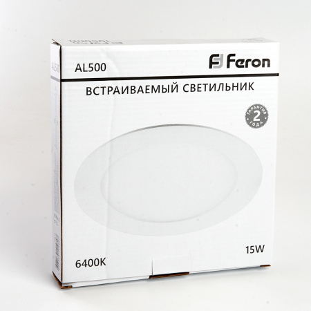 AL500 29714 Светильник светодиодный ДВО-15w 6400К 1050Лм slim белый FERON 