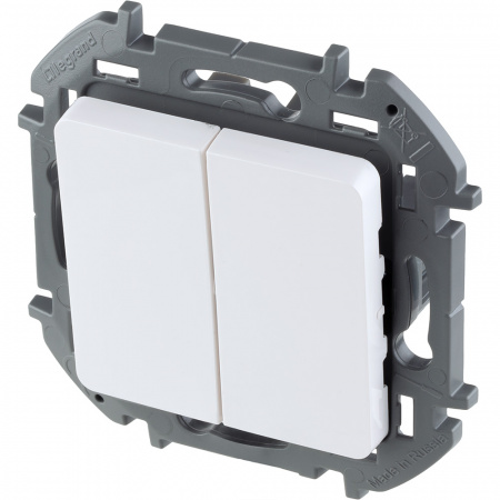 673620 Выключатель двухклавишный INSPIRIA 10 AX 250 В~ белый Legrand/Daccord 