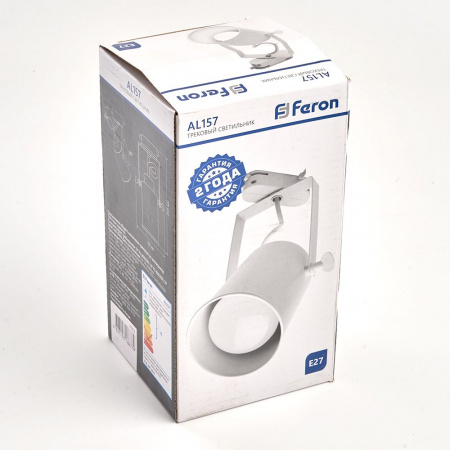 Светильник трековый на шинопровод ДПО Е27 без лампы белый FERON AL157 41053