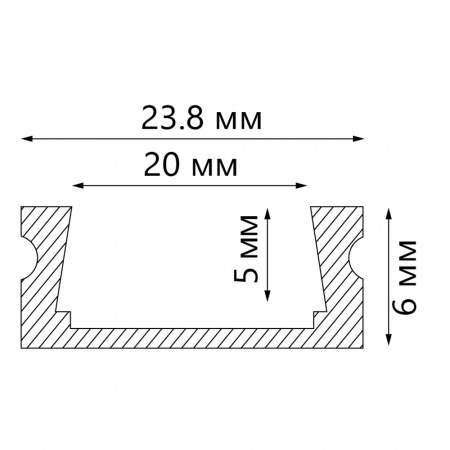 CAB263 10277 Профиль накладной алюминиевый 2м с матовым экраном 2 заглушки 4 крепежа для светодиодных лент FERON 
