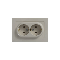 Розетка ATLASDESIGN двойная с заземлением 16А в сборе бежевый Systeme Electric ATN000224