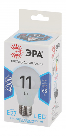Б0029821 Лампа светодиодная LED A60-11W-840-E27 (диод, груша, 11Вт, нейт, Е27) ЭРА 