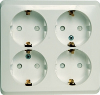 ЭТЮД Розетка четырехместная наружная с заземлением со шторками 16А 250B белая Systeme Electric PA16-208B
