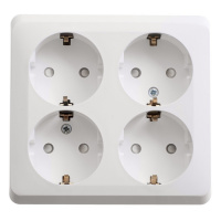 ЭТЮД Розетка четырехместная наружная с заземлением со шторками 16А 250B белая Systeme Electric PA16-208B