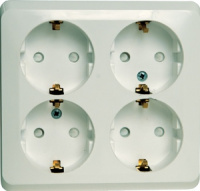 ЭТЮД Розетка четырехместная наружная с заземлением со шторками 16А 250B белая Systeme Electric PA16-208B