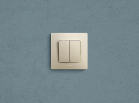 672302 ETIKA Выключатель двухклавишный слоновая кость безвинтовые зажимы 10АХ Legrand/Daccord 