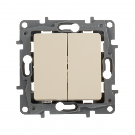 672302 ETIKA Выключатель двухклавишный слоновая кость безвинтовые зажимы 10АХ Legrand/Daccord 