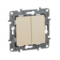 ETIKA Выключатель двухклавишный слоновая кость безвинтовые зажимы 10АХ Legrand/Daccord 672302