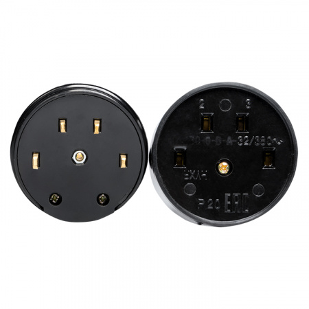 Разъем РШ-ВШ 32А 380В 3P+PE(ОУ) карболитовый черный Simple EKF AS-380-O-04