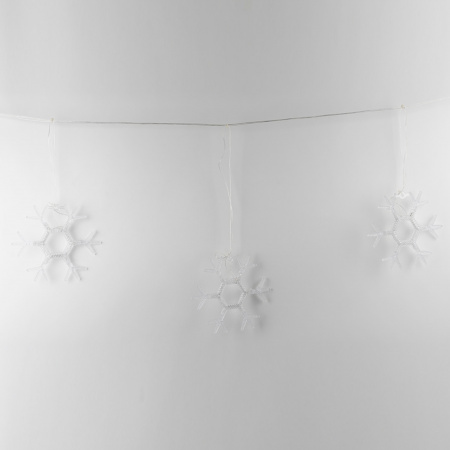 Занавес светодиодный фигурный Снежинки-1 1.5х0.3м 6 подвесов 36 светодиодов Синий свет Провод прозрачный ULD-E1503-036/DTA BLUE IP20 SNOWFLAKES-1 Uniel UL-00001406