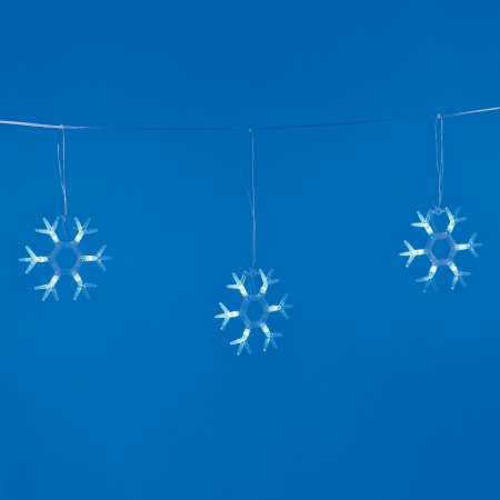 Занавес светодиодный фигурный Снежинки-1 1.5х0.3м 6 подвесов 36 светодиодов Синий свет Провод прозрачный ULD-E1503-036/DTA BLUE IP20 SNOWFLAKES-1 Uniel UL-00001406