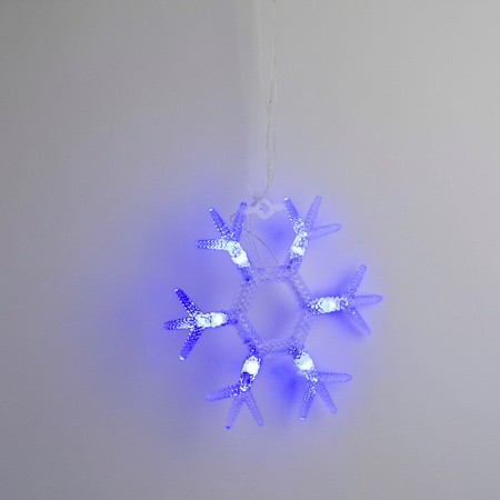 Занавес светодиодный фигурный Снежинки-1 1.5х0.3м 6 подвесов 36 светодиодов Синий свет Провод прозрачный ULD-E1503-036/DTA BLUE IP20 SNOWFLAKES-1 Uniel UL-00001406
