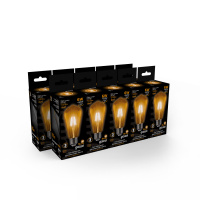 Лампа светодиодная филаментная LED 6 Вт 550 лм 2400К AC185-265В E27 ST64 теплая золотистая колба Black Filament Gauss GAUSS 102802006