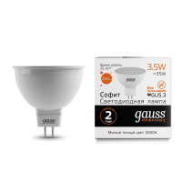 Лампа светодиодная LED 3.5 Вт 290 лм 3000К AC180-240В GU5.3 софит MR16 теплая  Elementary Gauss GAUSS 13514