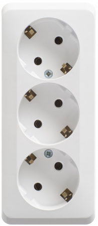 ЭТЮД Розетка тройная открытой установки с заземлением без шторок 16А 250B, белый Systeme Electric PA16-011B