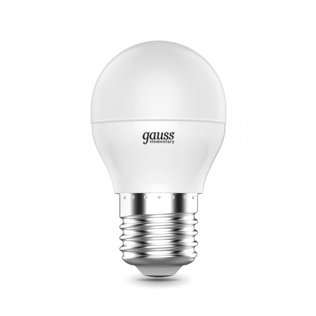 Лампа светодиодная LED 6 Вт 420 лм 3000К AC180-240В E27 шар P45 теплая  Elementary Gauss GAUSS 53216
