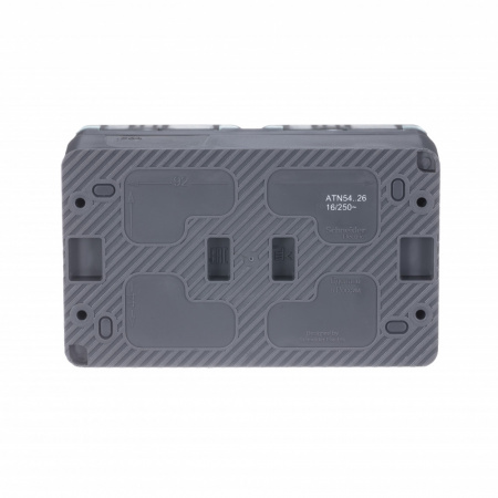 AtlasDesign Profi54 розетка двойная с заземлением со шторками IP54 16А 250B, АНТРАЦИТ, Россия Systeme Electric ATN544026