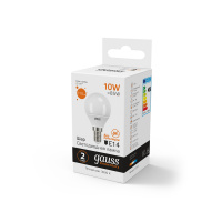 Лампа светодиодная LED 10 Вт 710 лм 3000К AC180-240В E14 шар P45 теплая  Elementary Gauss GAUSS 53110