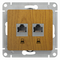 Розетка Glossa двойная компьютерная RJ45 + RJ45 кат.5E механизм дуб Systeme Electric GSL000585KK