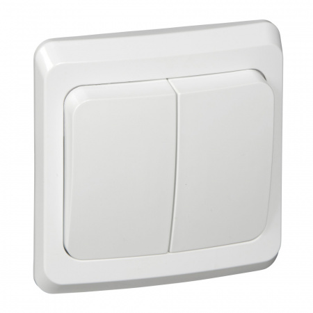 ЭТЮД Выключатель двухклавишный скрытый с подсветкой белый сх.5 Systeme Electric BC10-006B