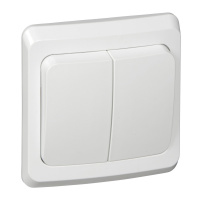 ЭТЮД Выключатель двухклавишный скрытый с подсветкой белый сх.5 Systeme Electric BC10-006B