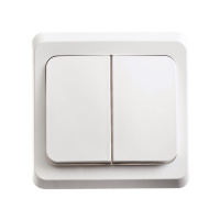 ЭТЮД Выключатель двухклавишный скрытый с подсветкой белый сх.5 Systeme Electric BC10-006B