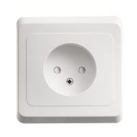 ЭТЮД Розетка скрытая без заземления со шторками белая Systeme Electric PC16-002B