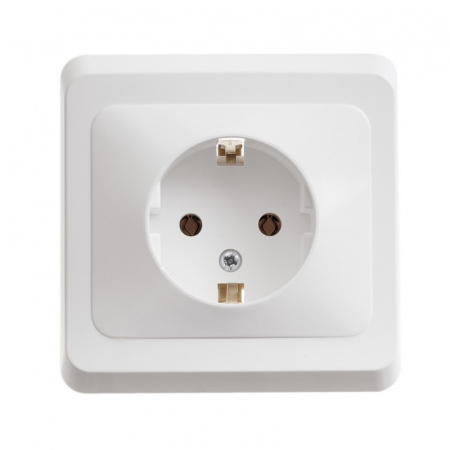 ЭТЮД Розетка скрытая с заземлением без шторок белая Systeme Electric PC16-003B